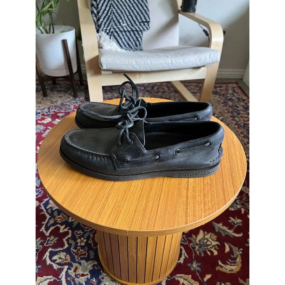 Sperry Topsider in Black Leather